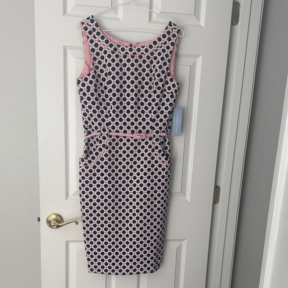 London Times Dresses & Skirts - London Times Pink and Navy Polka Sheath Dress